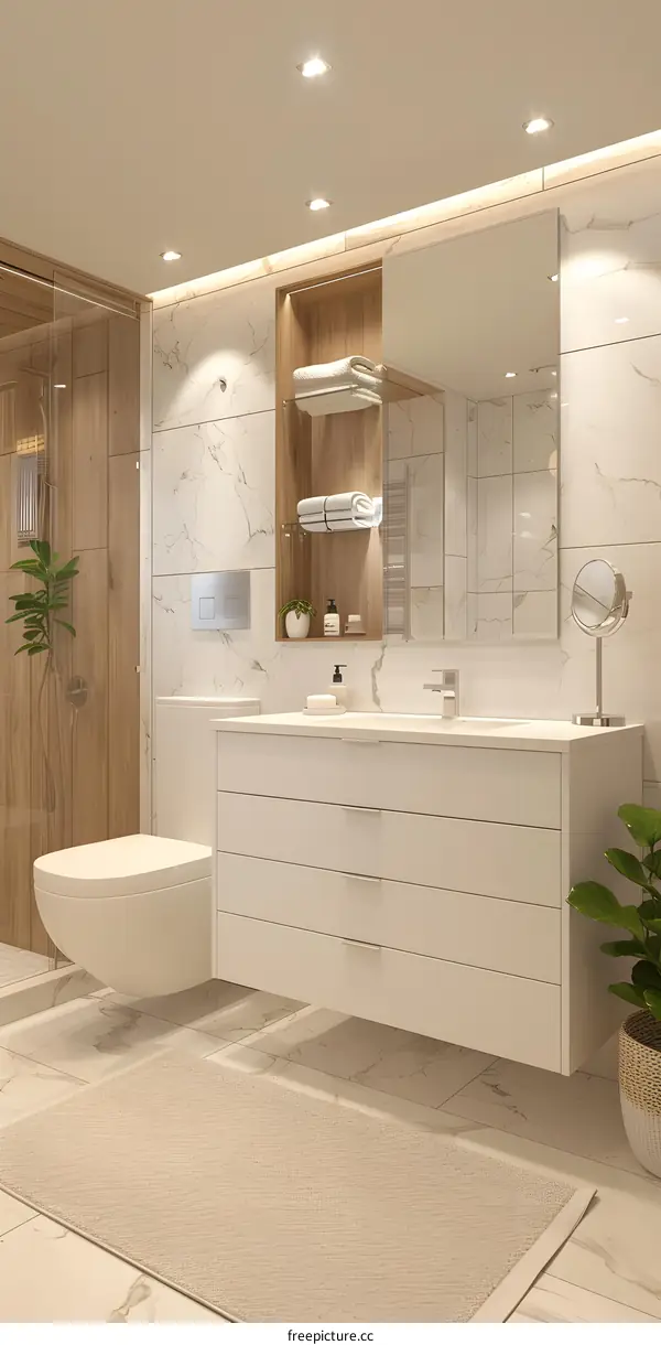 Modern Bathroom Interior Design with Floating Vanity
