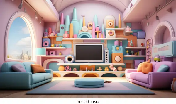 Colorful and Creative Playroom with TV and Toys