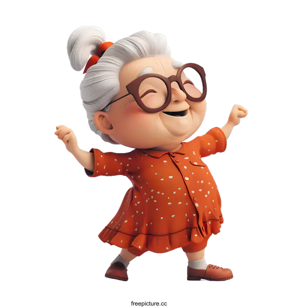 [Transparent Background PNG]Happy Grandma Dancing
