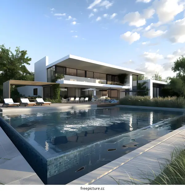 Modern Home with Swimming Pool and Patio