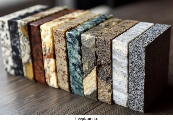 Colorful Granite and Marble Tiles Display