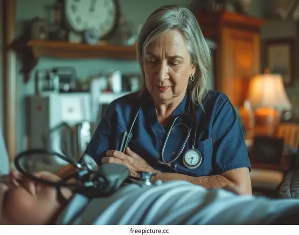 A female doctor is checking the blood pressure of a patient