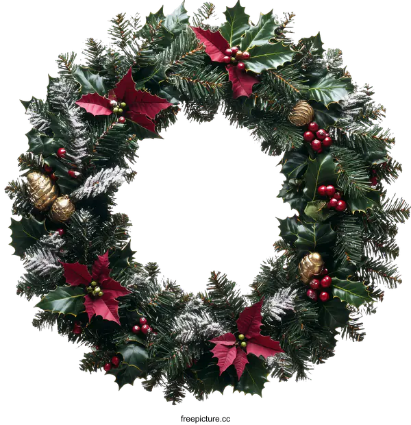 [Transparent Background PNG]Christmas Wreath with Festive Decorations