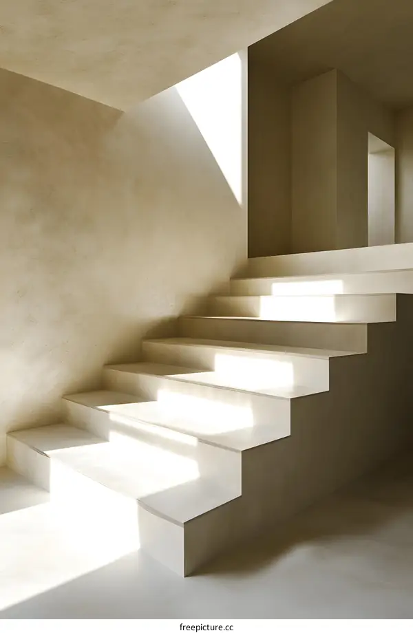 Modern Minimalist Staircase with Sunlight