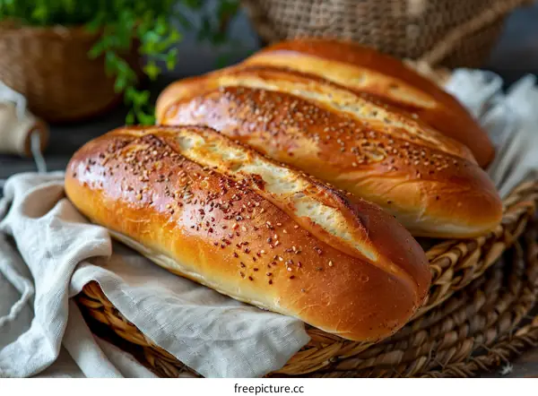 Loaf of bread in a basket