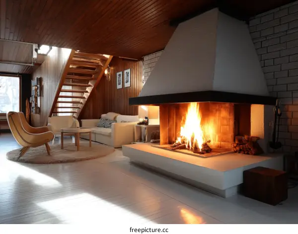 Modern Living Room with Fireplace
