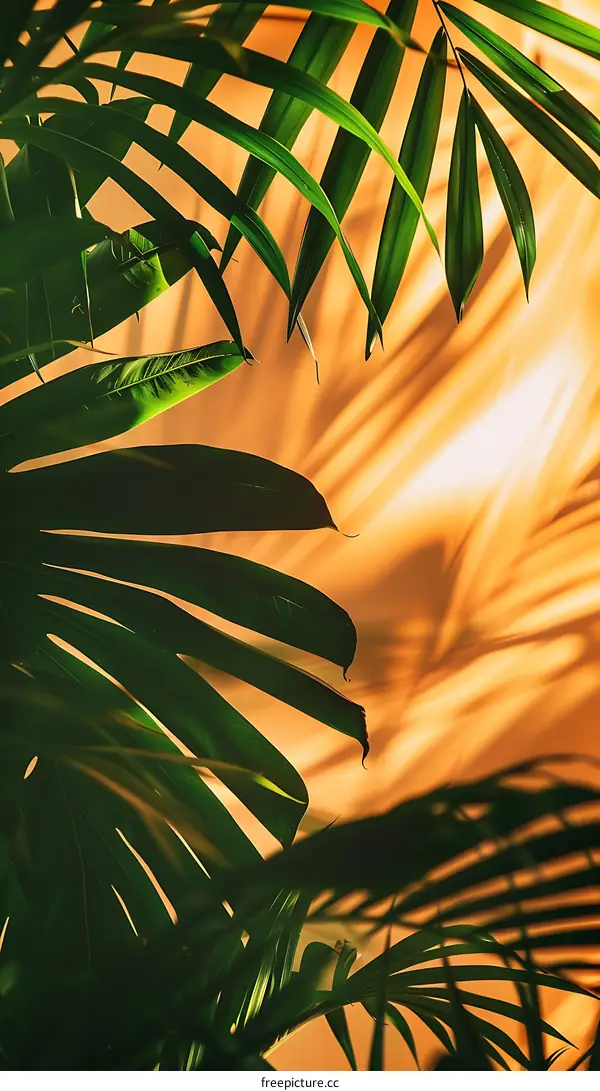 Palm Leaves with Sun Light