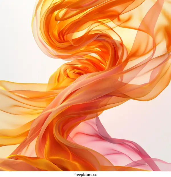 Colorful flowing orange and pink fabric
