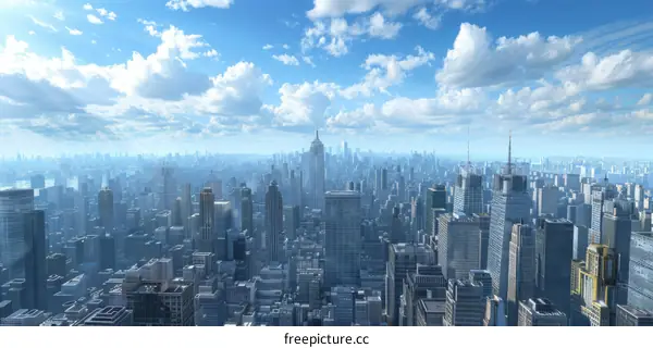 Aerial View of a City with Skyscrapers