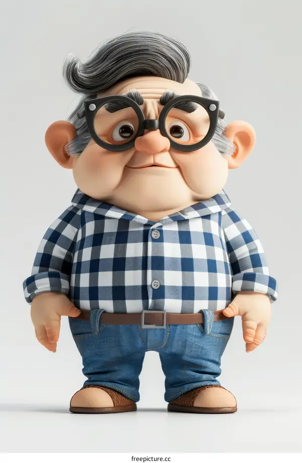 3D cartoon character of an old man