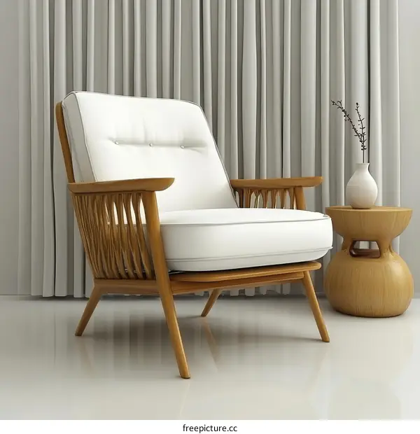 Modern Wooden Armchair in a Minimalist Room