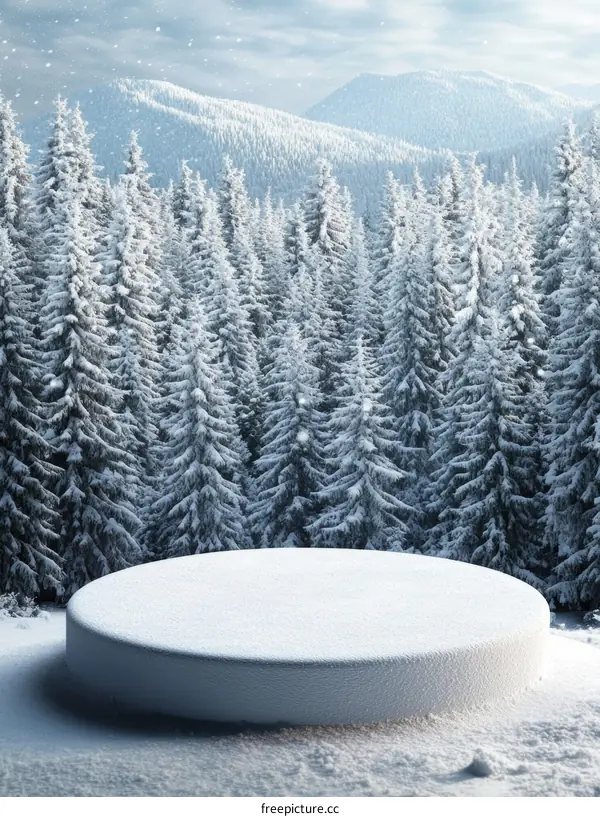 Winter Snowy Forest Display Platform