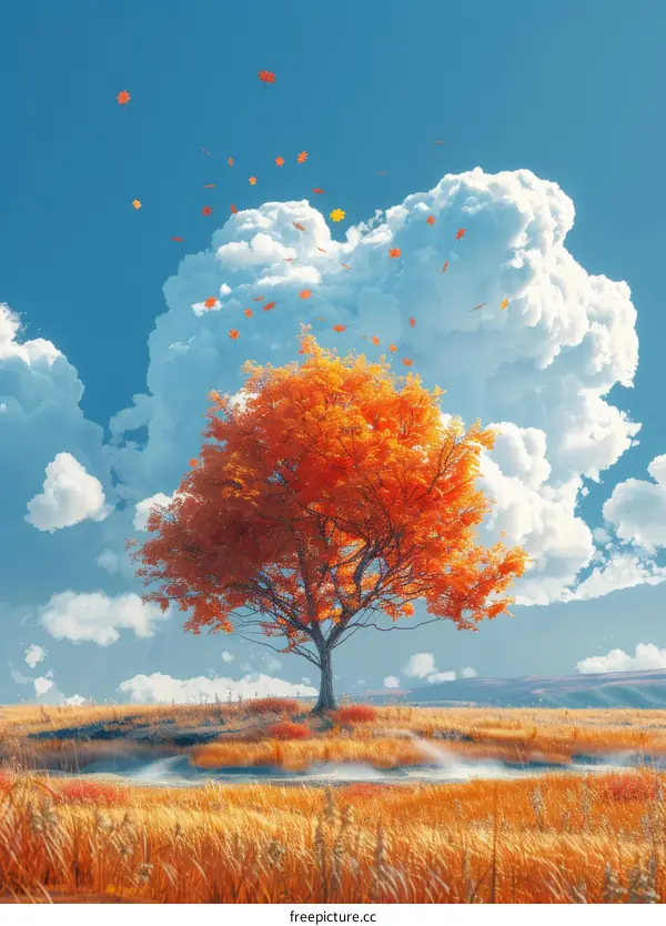 Autumn Foliage by a Tranquil River with Golden Light