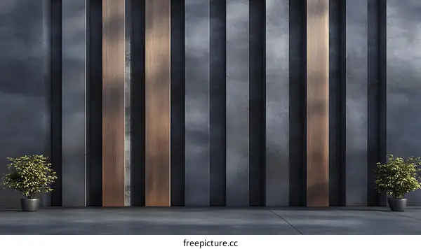 Modern Interior Design with Dark Gray Wall and Wooden Panels