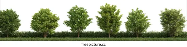 Row of Trees in a Green Field