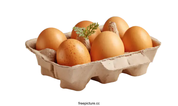 [Transparent Background PNG]Brown Eggs in Cardboard Carton