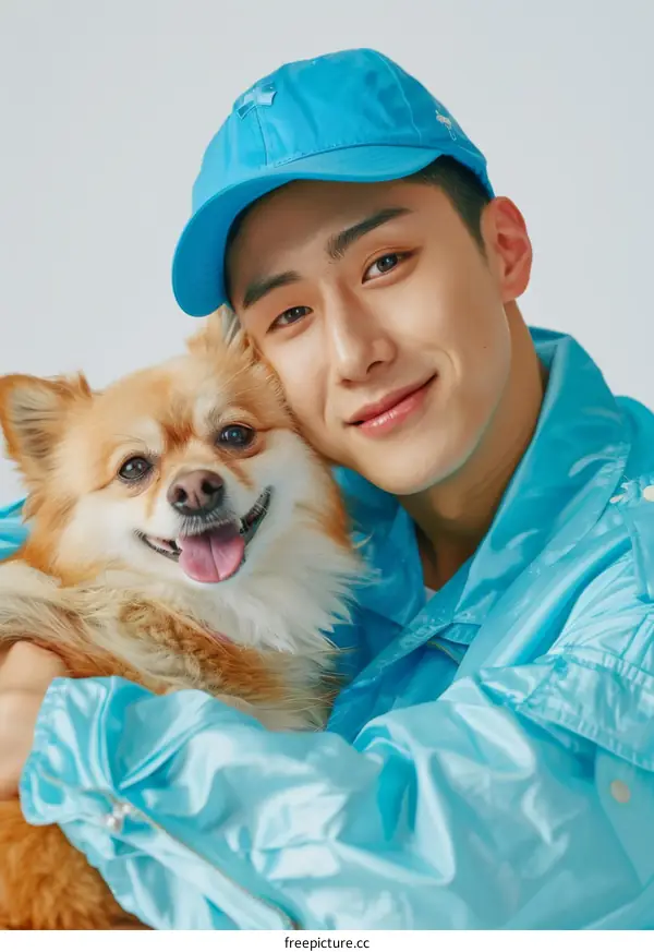 Ahn Hyo Seop poses with a dog