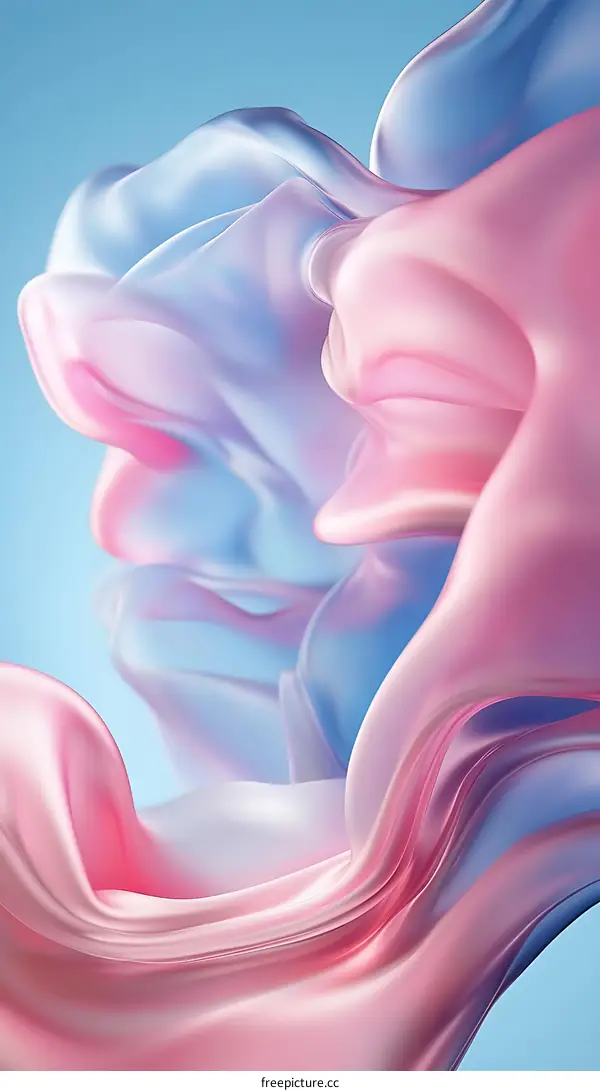 Abstract Pink And Blue Fabric Flowing In The Wind