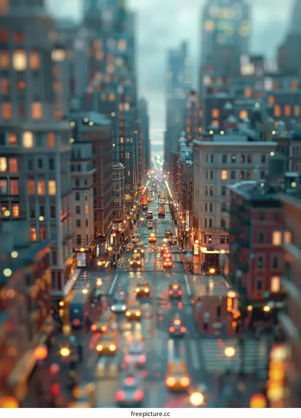 Rainy City Street with Many Cars