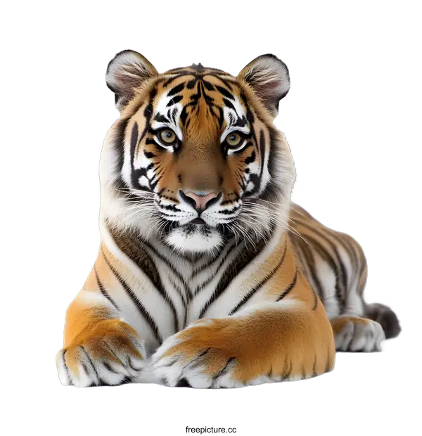 [Transparent Background PNG]Bengal Tiger Lying Down Looking at the Camera