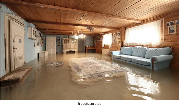 Flooded Room Interior Disaster Scene