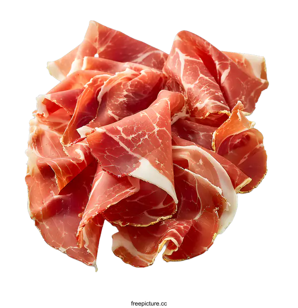 [Transparent Background PNG]Sliced Prosciutto on White Background