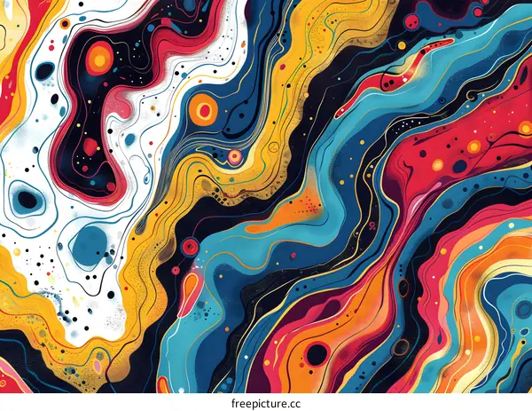 Colorful Abstract Swirls and Dots