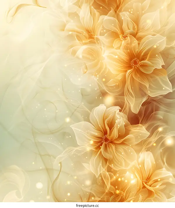 Background with 3d golden flowers