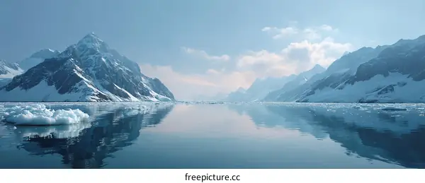 Antarctic Mountain Range and Ice Floes