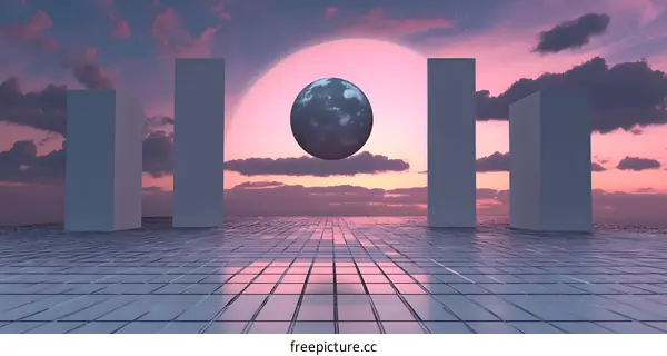 Abstract Surrealism Art with a Floating Sphere