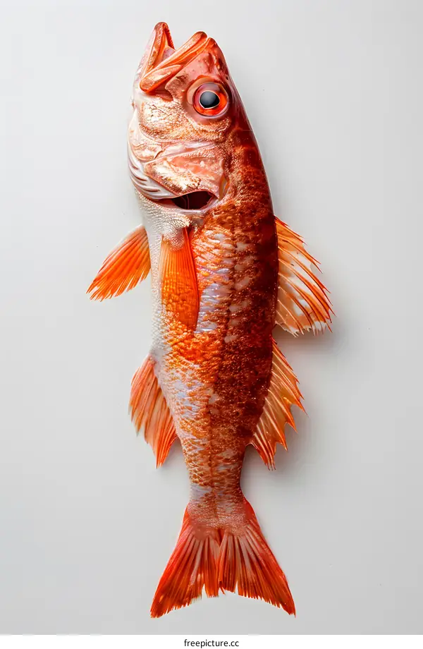 Fresh Red Fish on White Background