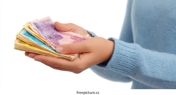 Hands Holding Colorful Money Bills