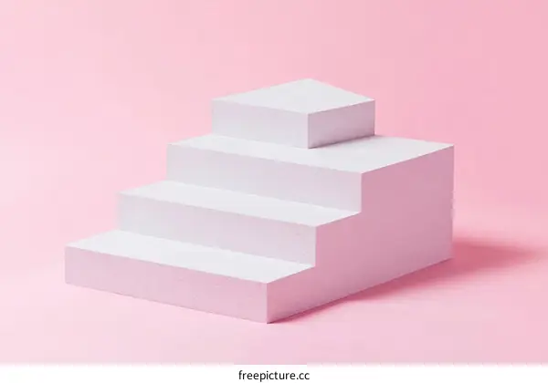 Abstract White Steps on Pink Background