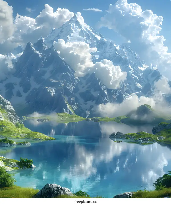 Mountains and lake landscape