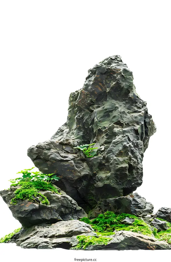 Green Moss Growing on a Rock Formation