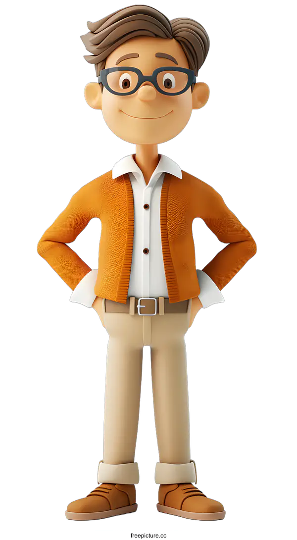 [Transparent Background PNG]3D cartoon character of a man