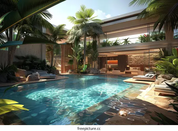 Tropical Paradise Poolside Luxury Home Design