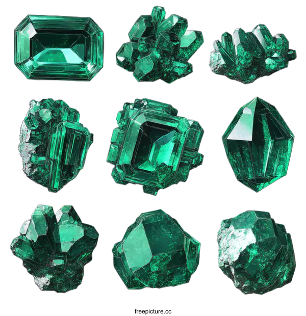 [Transparent Background PNG]Emerald Crystal Collection Illustration