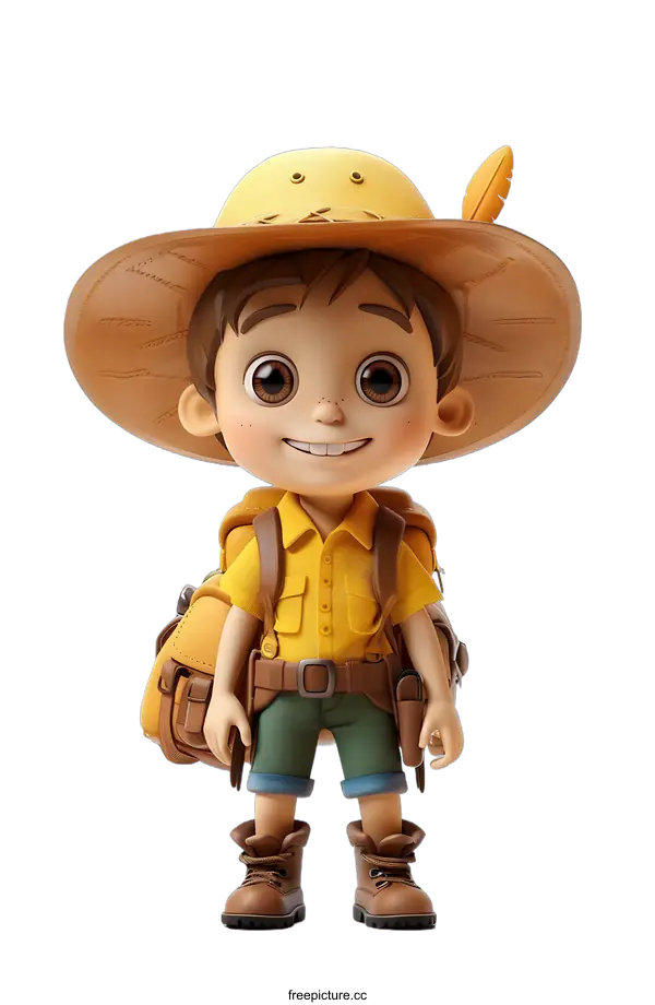 [Transparent Background PNG]cute cartoon boy in safari outfit