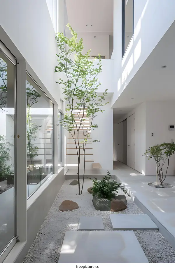Modern Minimalist Interior Design with a Zen Garden