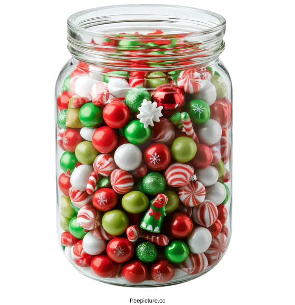 [Transparent Background PNG]Christmas Candy Jar Full of Festive Treats