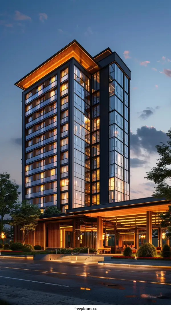 Modern Apartment Building at Dusk