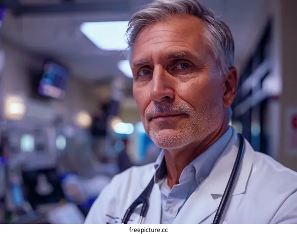 Portrait of a male doctor in a hospital setting