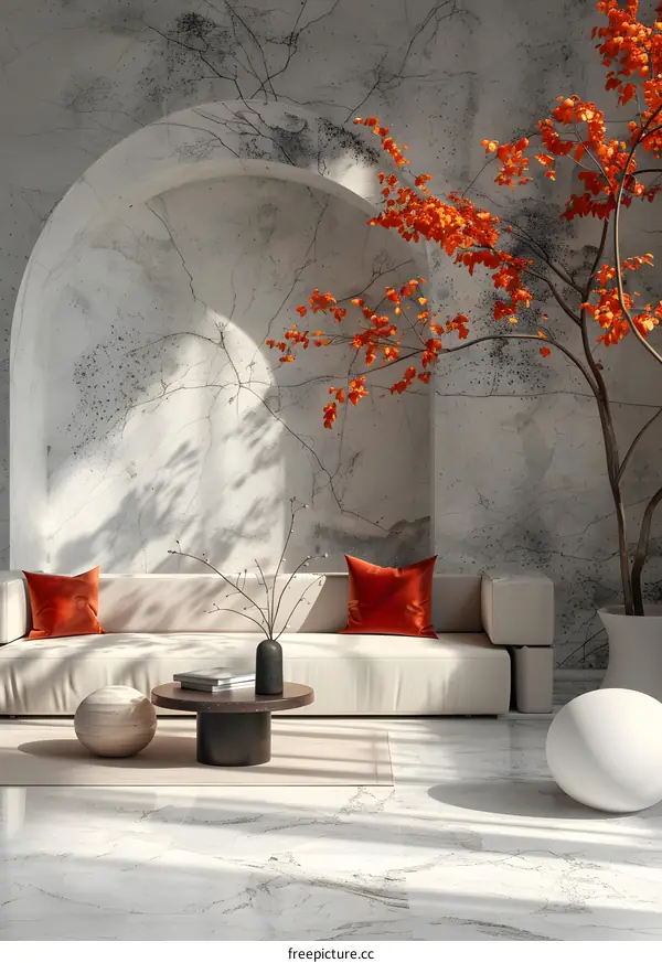 The living room is decorated in a simple and modern style