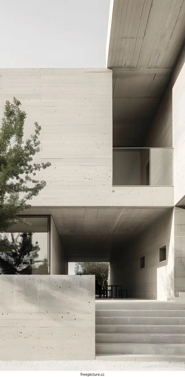 Modern Concrete House with Minimalist Design and Geometric Lines