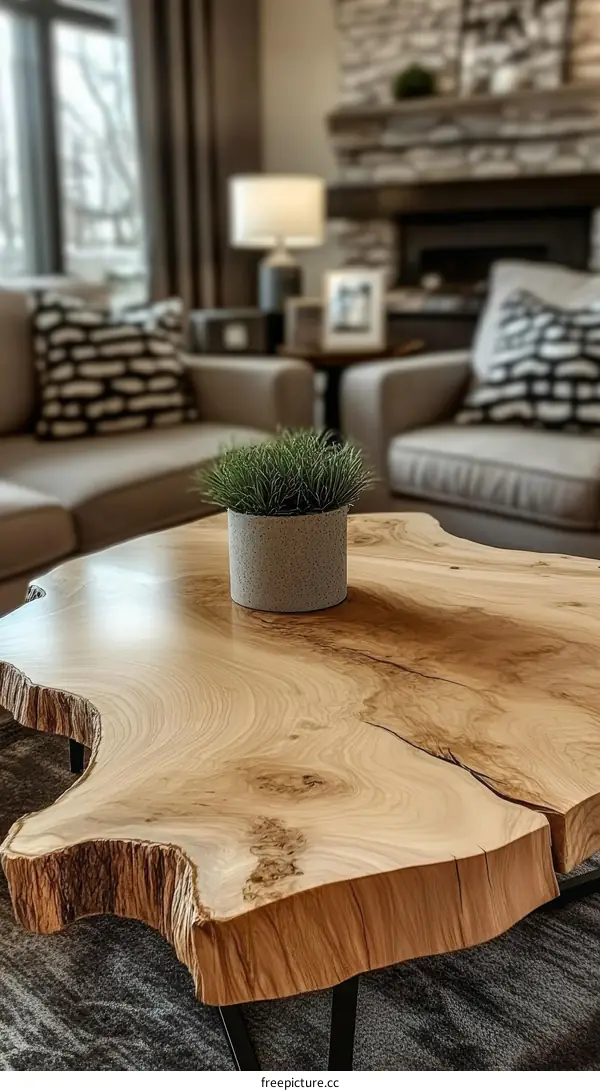 Modern Wooden Coffee Table in Living Room