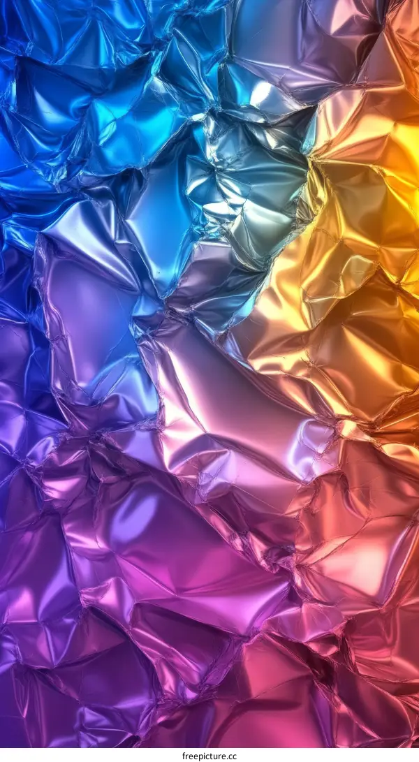 Abstract Colorful Crumpled Foil Texture