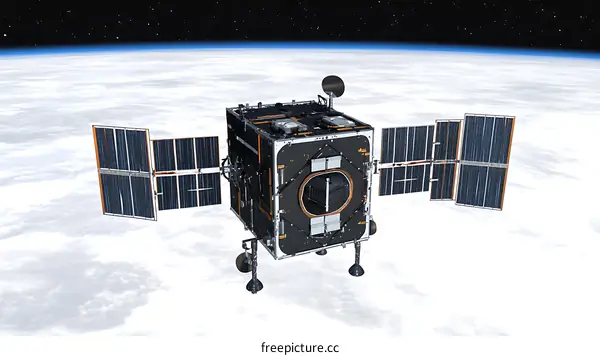 Spacecraft orbiting Earth illustration