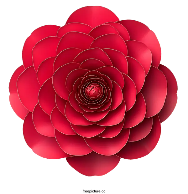 [Transparent Background PNG]Beautiful Red Paper Flower Illustration