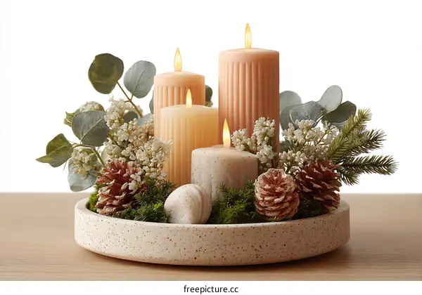 Elegant Candle Arrangement on a Decorative Tray